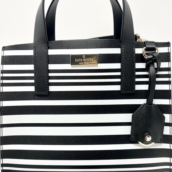 Kate Spade Black & White Striped Bag w/ Wallet - Picture 2 of 4